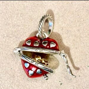🆕Listing Brighton Hidden Hearts charm It opens! Four gold hearts inside Rosy red